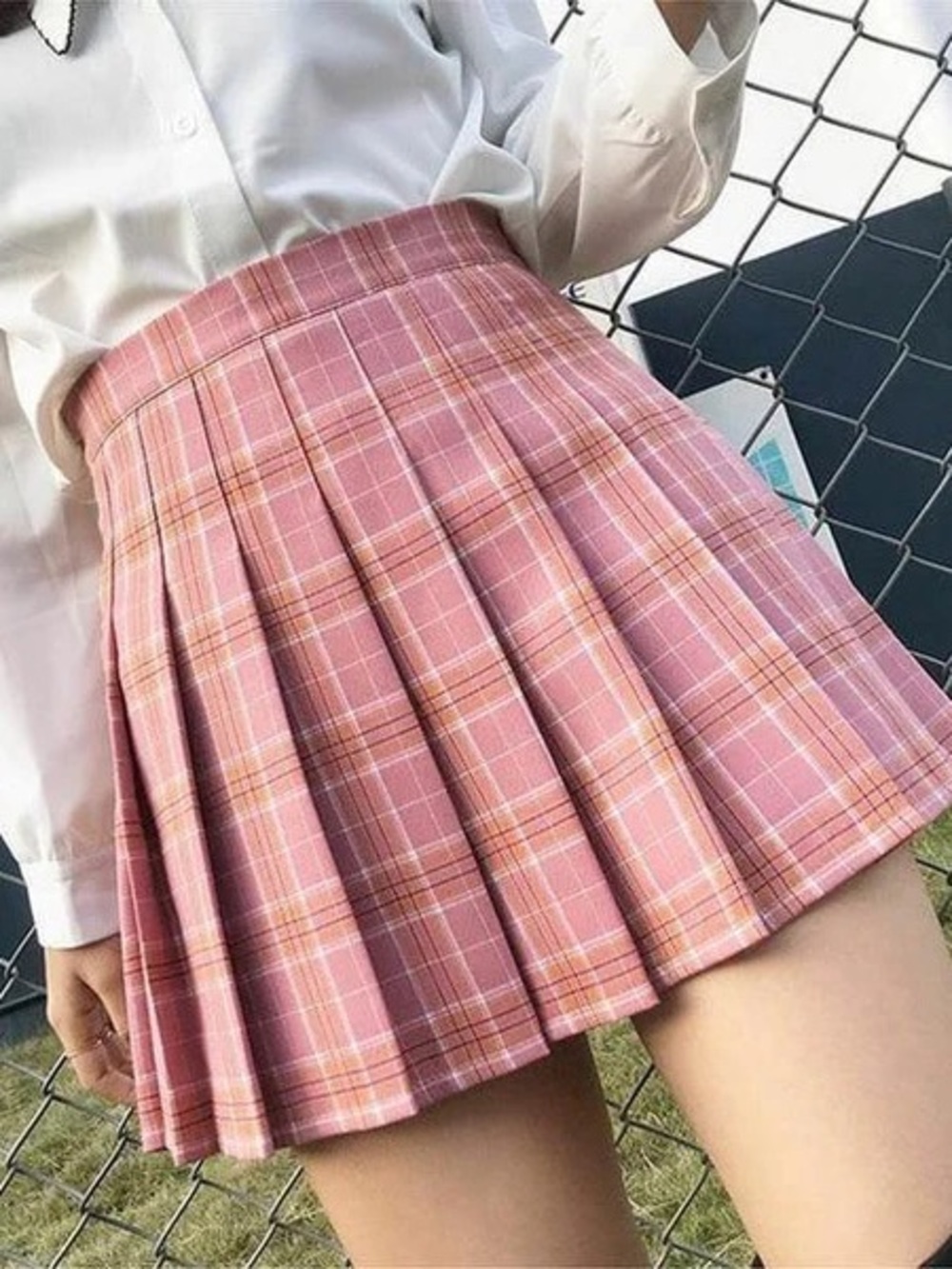 Tartan Pink Plaid School Girl Skirt Size Small